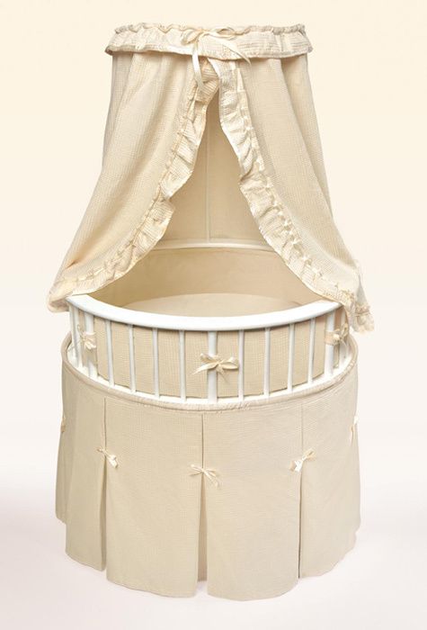 Ecru Waffle Elite Oval Baby Bassinet Tan Round Crib NEW  