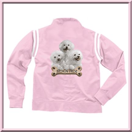 Bichon Frise Puppies Dog Bone French Terry JACKET PINK  