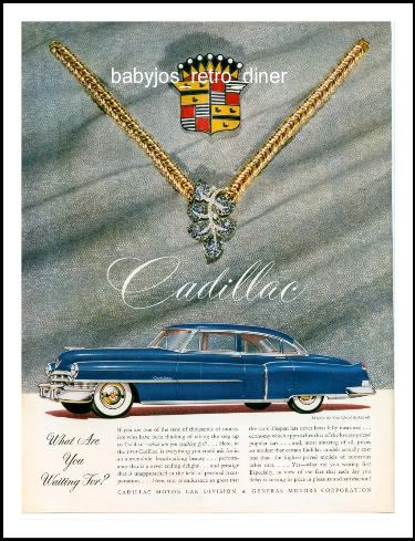 1950 GM Cadillac advertisement featuring jewels by Van Cleef & Arpel 
