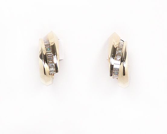 91 CTW Channel Set Baguette Diamond J Hoop Earrings  
