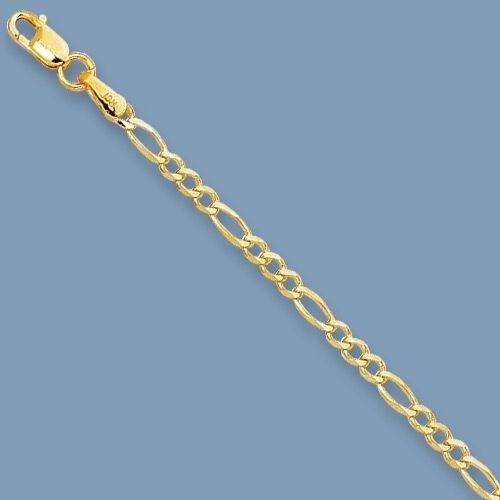 Mens Solid Figaro Chain 14K Yellow Gold 1.8mm 4.4gr 24  