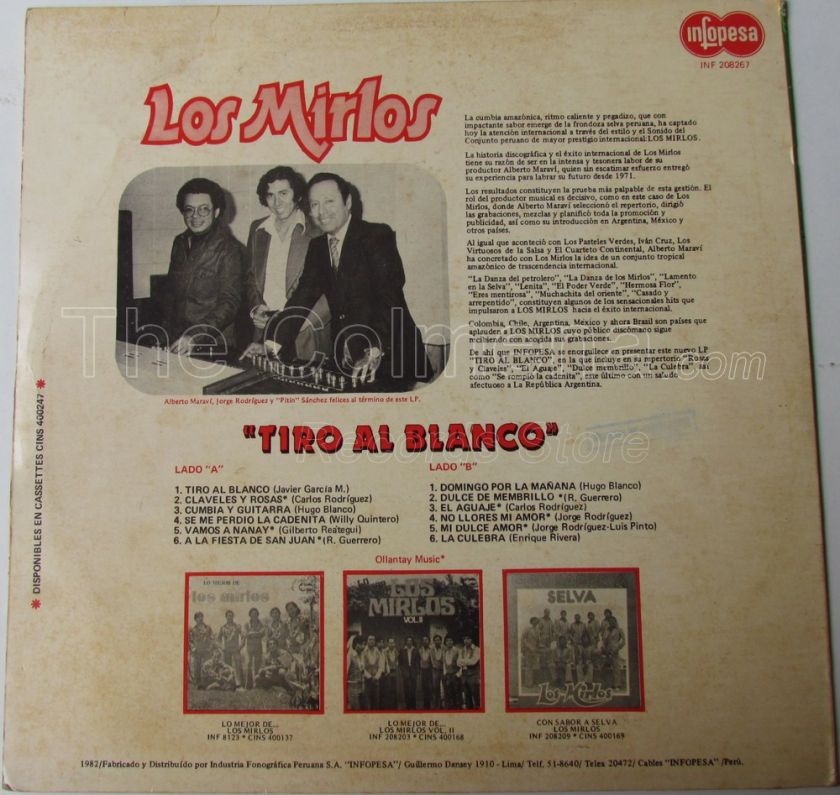 LOS MIRLOS TIRO AL BLANCO CUMBIA PSYCH LATIN FUNK SELVA PERU EX LP 