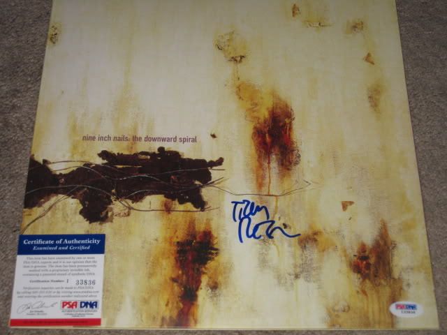 TRENT REZNOR SIGNED LP DOWNWARD SPIRAL PSA DNA PROOF  