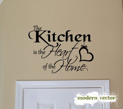 Kitchen is the Heart of the Home Vinyl Wall Quote Decal  