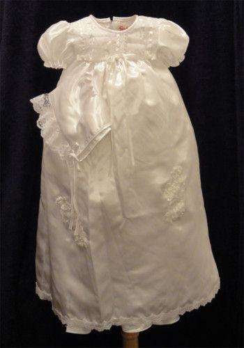 NWT Baptism Christening Blessing Dress White 24 Bonnet  