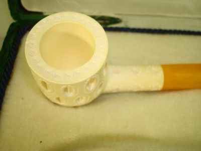 PAIR OF MEERSCHAUM FIGURAL LATTICE PIPES ORIGINAL CASE  