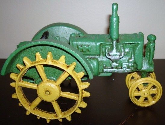 Vintage CAST IRON Tractor LOT Antique John Deere x 3 TRACTORS Set 