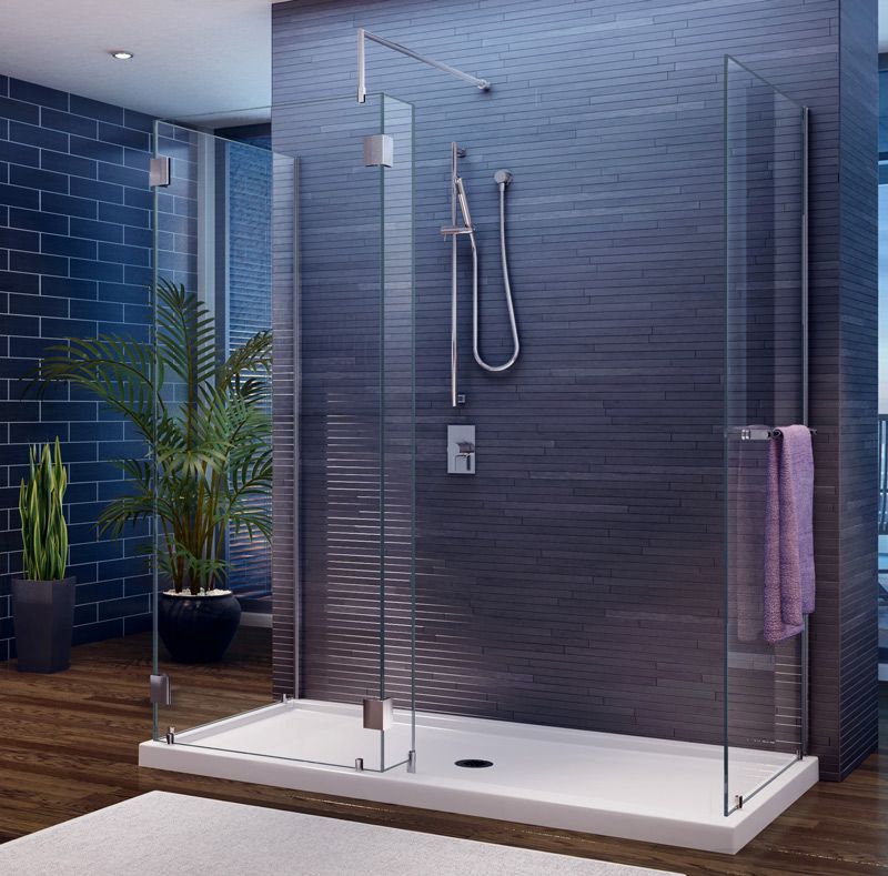 Fleurco Walk In Shower System, 3/8 Clear Tempered Glass  