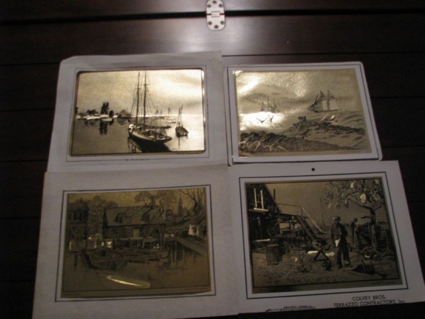 Set of 4 Lionel Barrymore Gold Foil Etching  