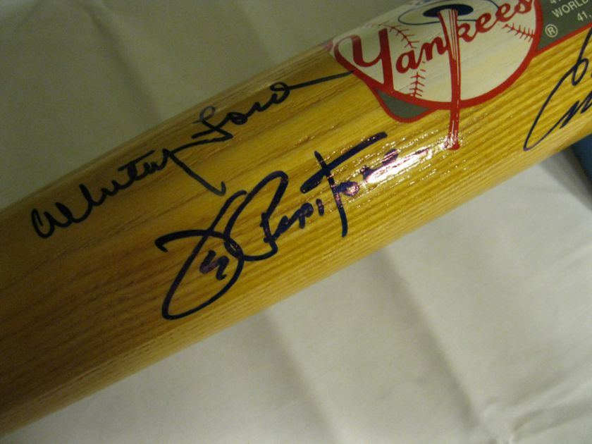 Berra Slaughter Pepitone Skowron Baur Ford Signed Bat  