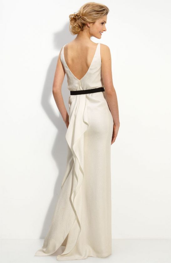 NWT BCBG MAXAZRIA Belted Silk Column WEDDING DRESS GOWN SIZE 2 IVORY 