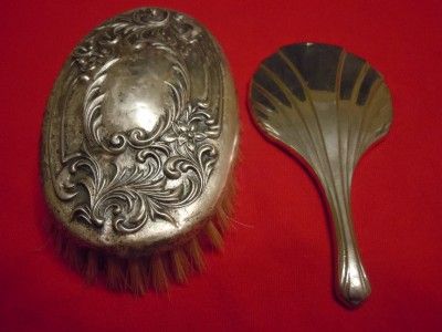 Vintage Antique Hand Held Mirror and Brush Comb Ladies Vanity 