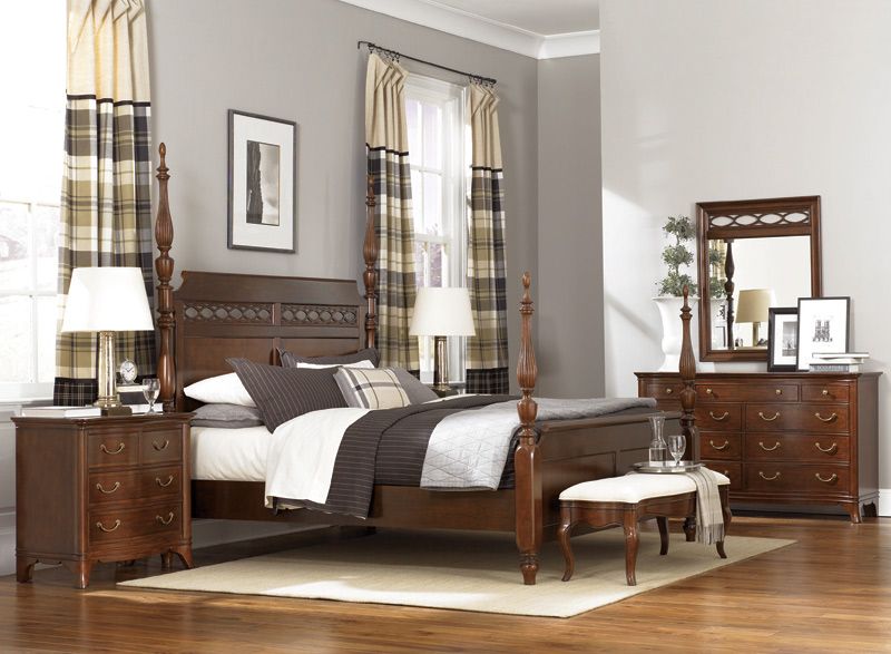 Cherry Queen Anne 6 pc California King Bedroom Set  