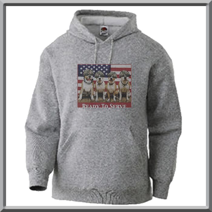 Ready To Serve Pit Bulls US Flag SWEATSHIRTS S 2X,3X,4X  