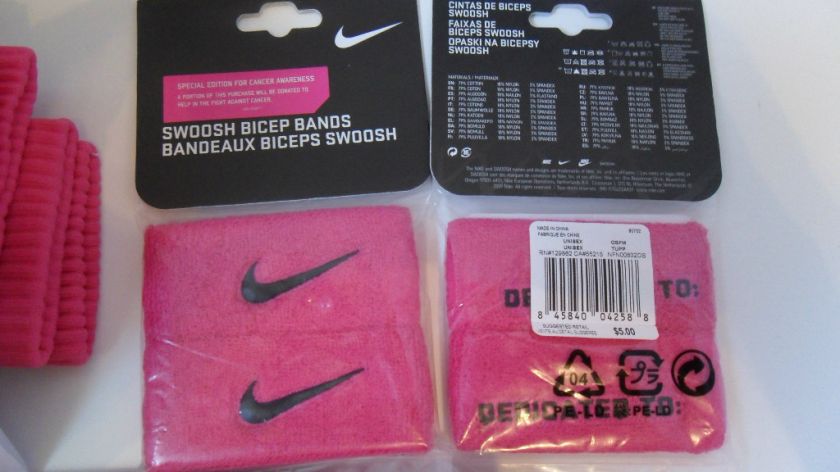 Nike BREAST CANCER Pink Swoosh Bicep Bands Performance Pro compression 