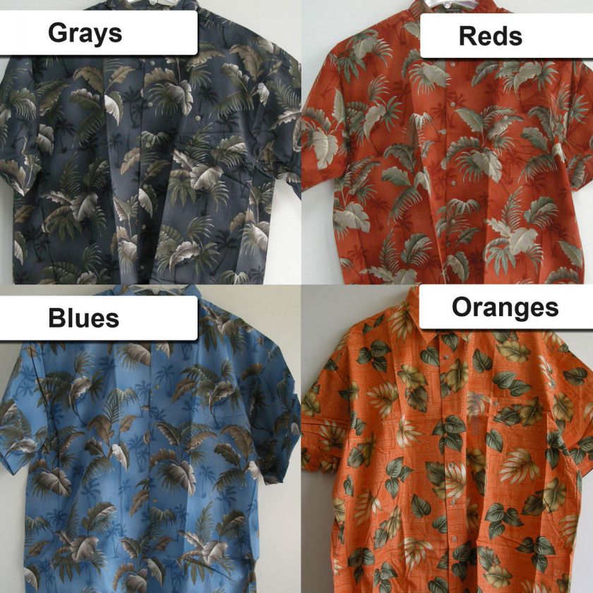   Mens Hawaiian Casual Palm Leaf Tropical Print Shirts Button Big & Tall