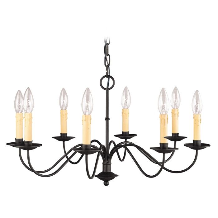 NEW 8 Light Colonial Candelabra Chandelier Lighting Fixture, Black 