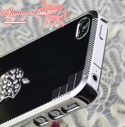 Luxury Diamond Black Brushed Metal Aluminum/Chrome Hard Case For 