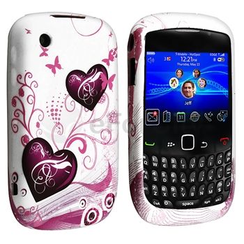 White Purple Hard Rubber Skin Case For Blackberry Curve 8520 8530 9300 