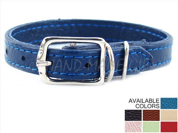 SMALL Soft Genuine Leather Cat Puppy Dog Collar  