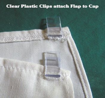 Cotton/Poly flaps are available in blue, khaki, white, and olive.