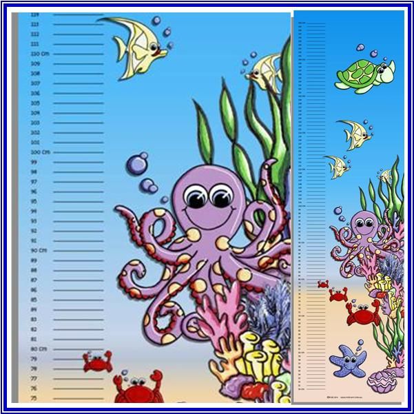 Child Growth Height Chart under water sea animals  