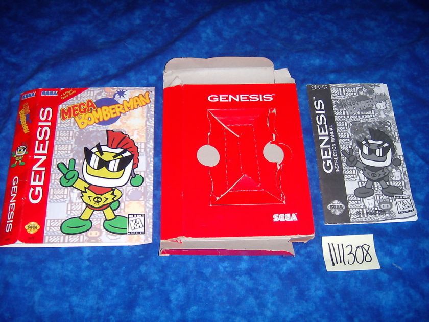 Sega Genesis MEGA BOMBERMAN   BOX & MANUAL ONLY   NO GAME.  