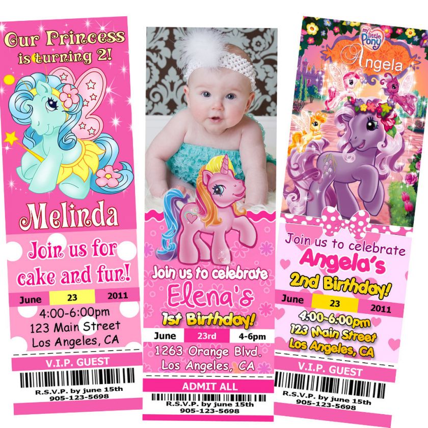 MY LITTLE PONY TICKET BIRTHDAY PARTY INVITATIONS  