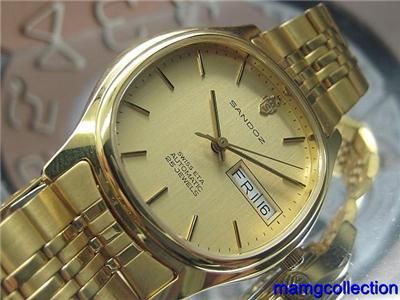 COLLECTABLE SWISS MINTY GOLD SANDOZ AUTOMATIC MEN WATCH  