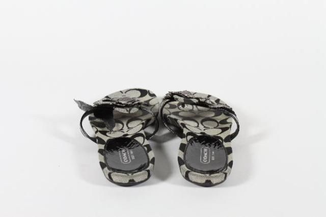   Black Gray Logo Signature Flower Sandals Summer Footwear Size 8  