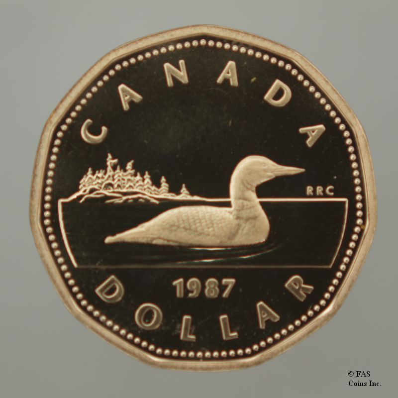 1987 Gem Proof UHC Loonie Canada Loon Dollar Coin  