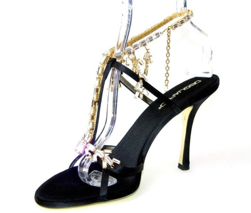 NEW DSQUARED SHOES SANDALS SWAROVSKI CRYSTALS & GOLD CHAIN 9 39  