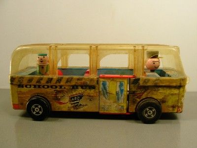   60s FISHER PRICE #983 SCHOOL BUS Clear Top Rotating Kids/Driver/Eyes