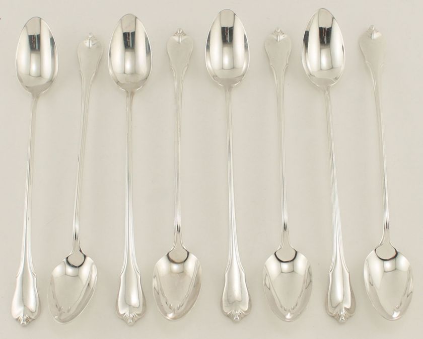 8pc Lot Sterling Silver Iced Tea Spoons Grand Colonial Wallace  