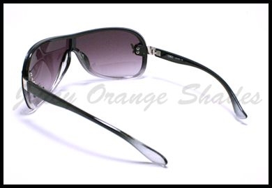 BUTTERFLY Womens SHIELD RIMLESS Sunglasses 2 TONE BLACK/GRAY  