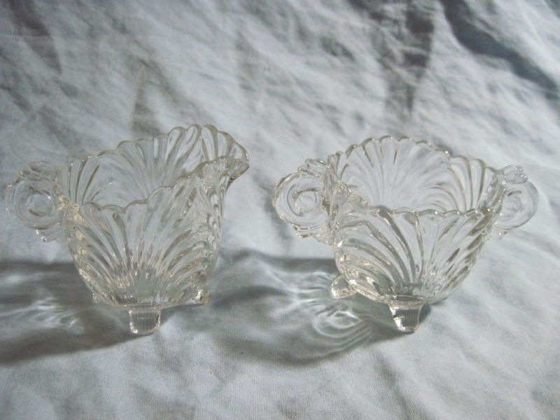 Cambridge Glass CLEAR CAPRICE SUGAR BOWL AND CREAMER  A  