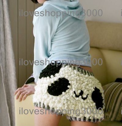 CUTE PANDA Hand Knitted Fluff Fluffy Hot SHORTS/ PANTS  