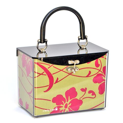 Handbag with Black Lid, Black Handle & Gold Plated Acc.  