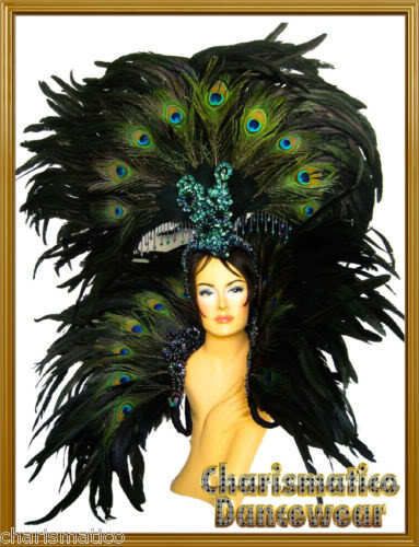 PEACOCK Drag Queen CABARET Feather Backpack Headdress  