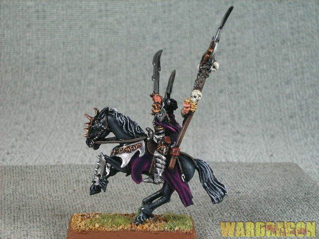 25mm Warhammer WDS painted Dark Elf Dreadlord on Dark Steed w56  