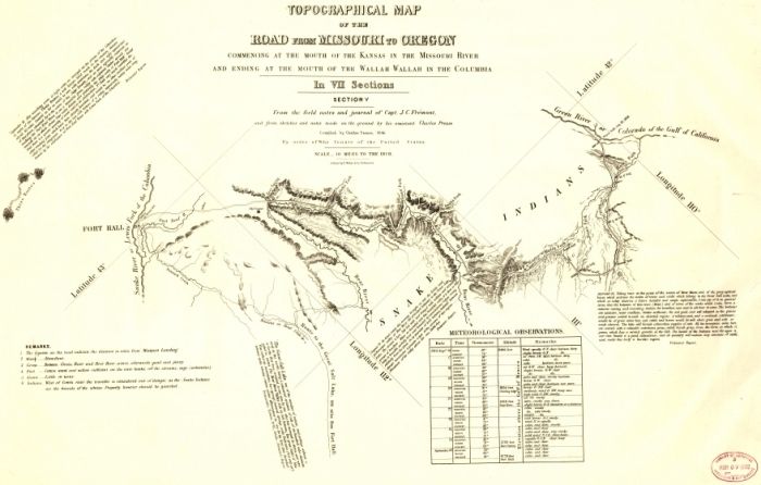 1846 map of Oregon Trail Northwestern States  