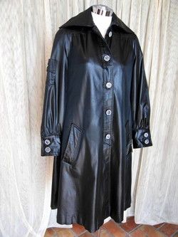 SPY GIRL COOL VINTAGE 60s BLACK SATEEN TRENCH COAT~S  