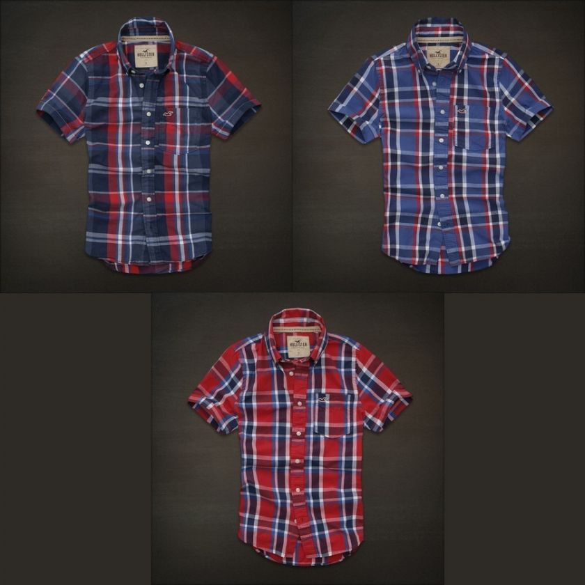 Hollister Mens Carlsbad Short Sleeve Plaid Shirt NWT  