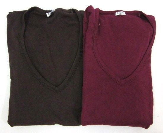 LOT 2 SPLENDID Brown Maroon V Neck Top Set Sz S  