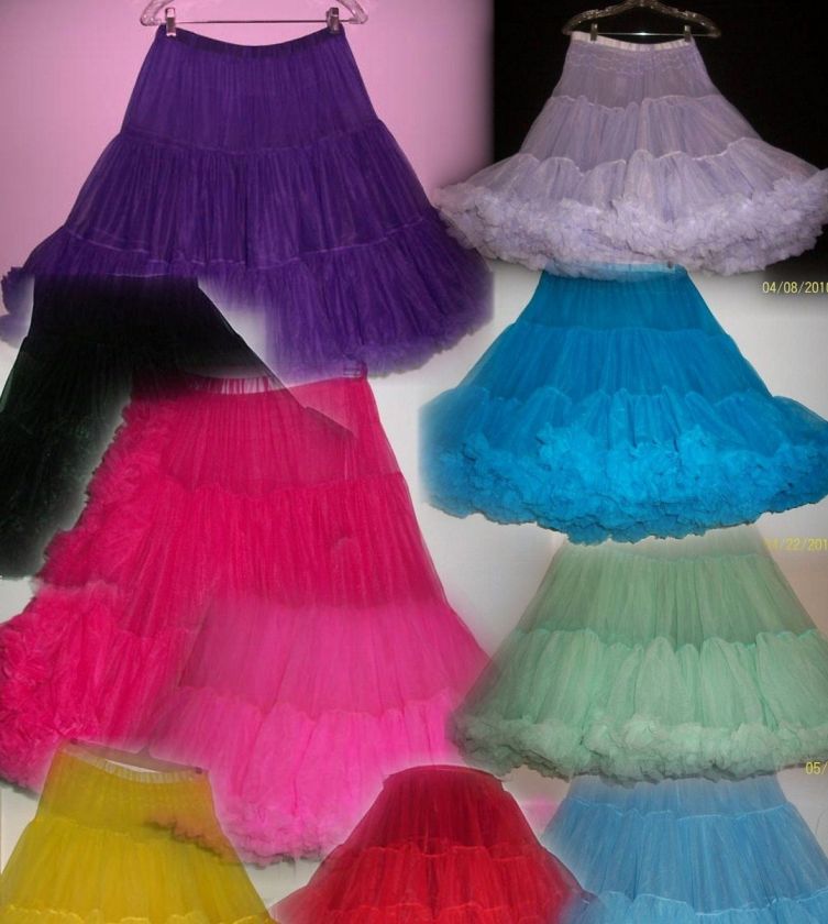 NEW SOFT CHIFFON PETTICOAT W/ FLUFF   SALE  12 COLORS  