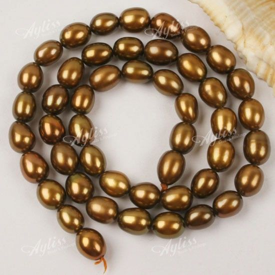 14.5 Chocolate Freshwater Pearl Rice Loose Bulk Beads  