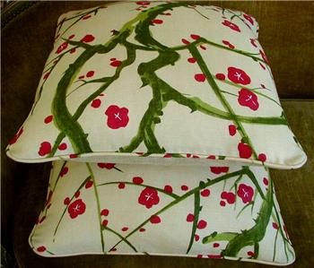 Clarence House Linen Fabric Custom Designer Throw Pillows New 2 Red 