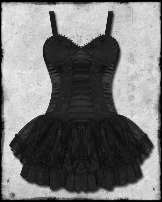 TRIPP BLACK GOTH STEAMPUNK BURLESQUE BROCADE MINI DRESS  