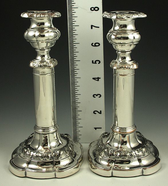 OLD SHEFFIELD SILVER TELESCOPIC CANDLESTICKS c1840s  