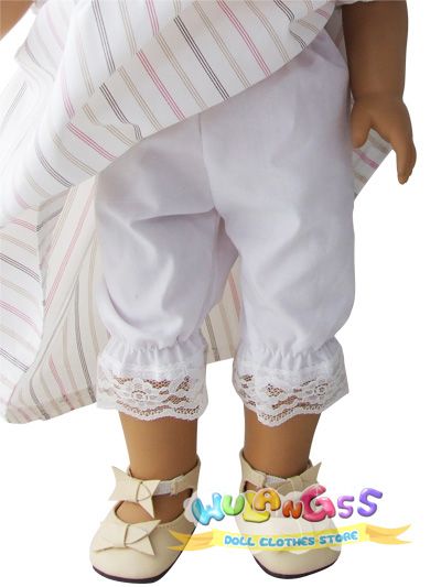 Handmade Pinstripe Colonial Work Gown fits 18 American Girl Doll 